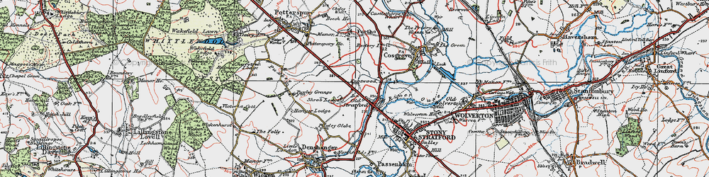 Old map of Old Stratford in 1919