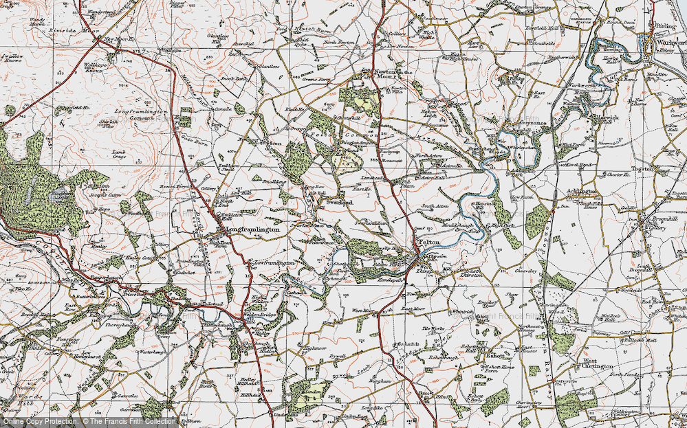 Old Map of Old Swarland, 1925 in 1925