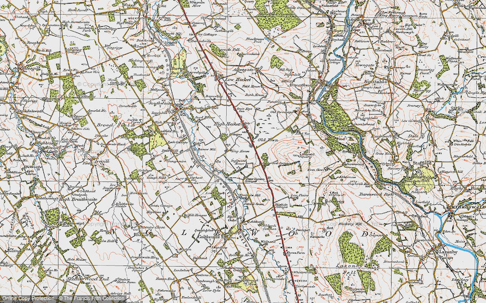 Old Map of Historic Map covering Blaze Fell in 1925