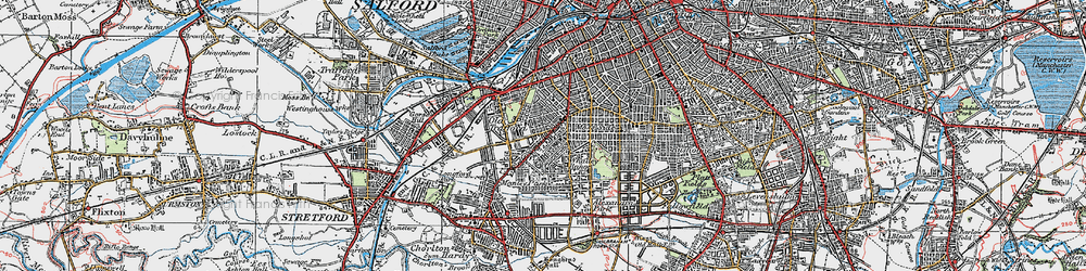 Old map of Old Trafford in 1924