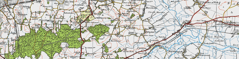 Old map of Old Tree in 1920