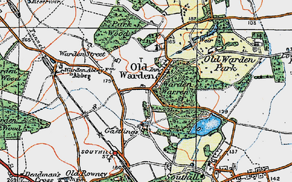 Old map of Old Warden in 1919