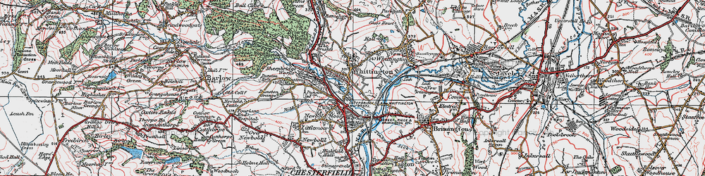 Old map of Old Whittington in 1923