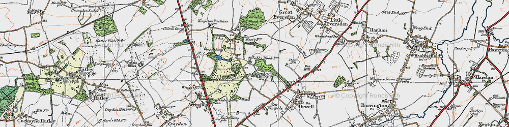 Old map of Old Wimpole in 1920