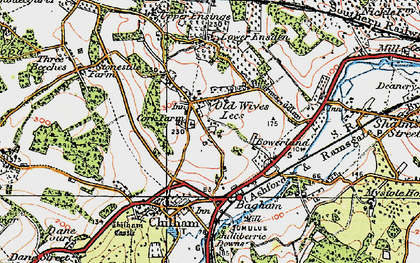 Old map of Old Wives Lees in 1921