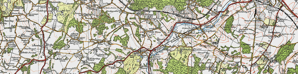 Old map of Old Wives Lees in 1921