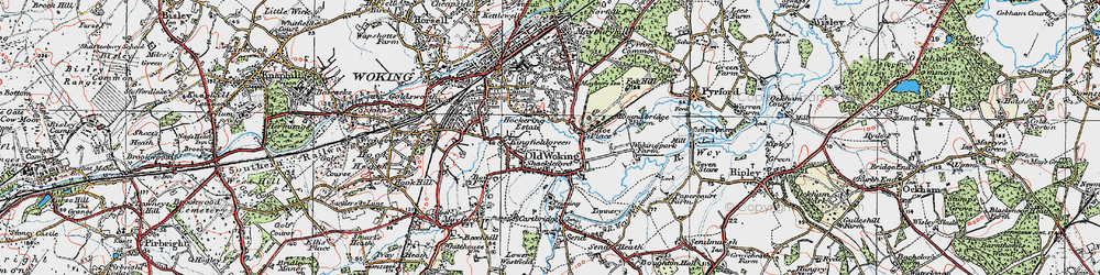 Old map of Old Woking in 1920