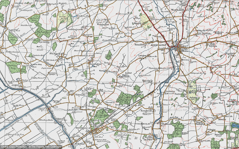 Old Map of Old Woodhall, 1923 in 1923