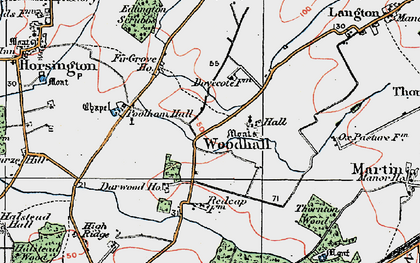 Old map of Old Woodhall in 1923