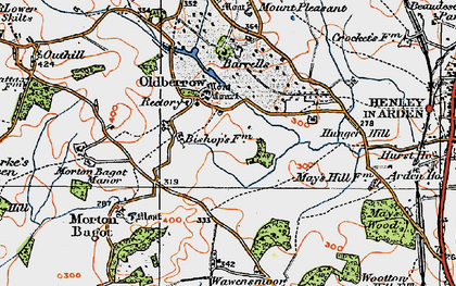 Old map of Oldberrow in 1919
