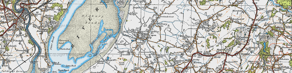 Old map of Oldbury-on-Severn in 1919