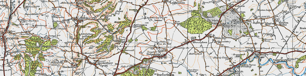 Old map of Oldbury on the Hill in 1919