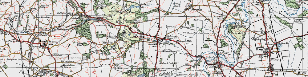 Old map of Oldcotes in 1923