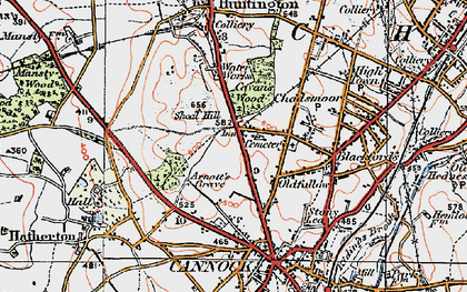 Old map of Oldfallow in 1921