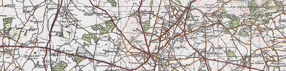 Old map of Oldfallow in 1921