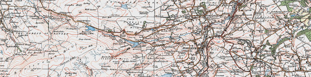 Old map of Bottoms in 1925