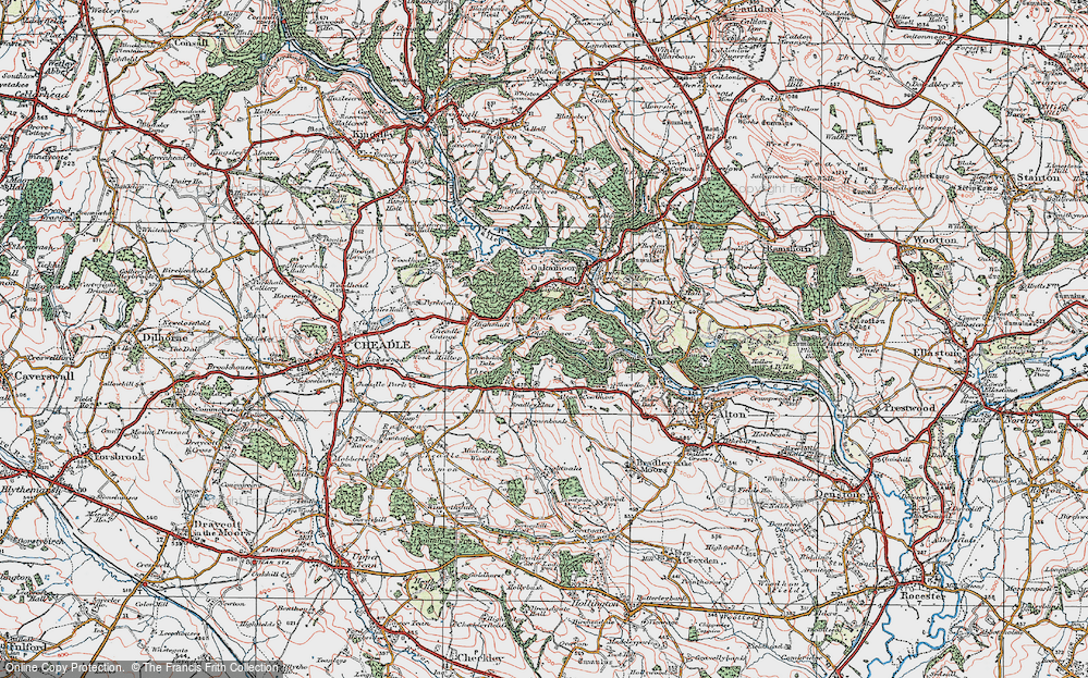 Old Map of Historic Map covering Lightoaks in 1921
