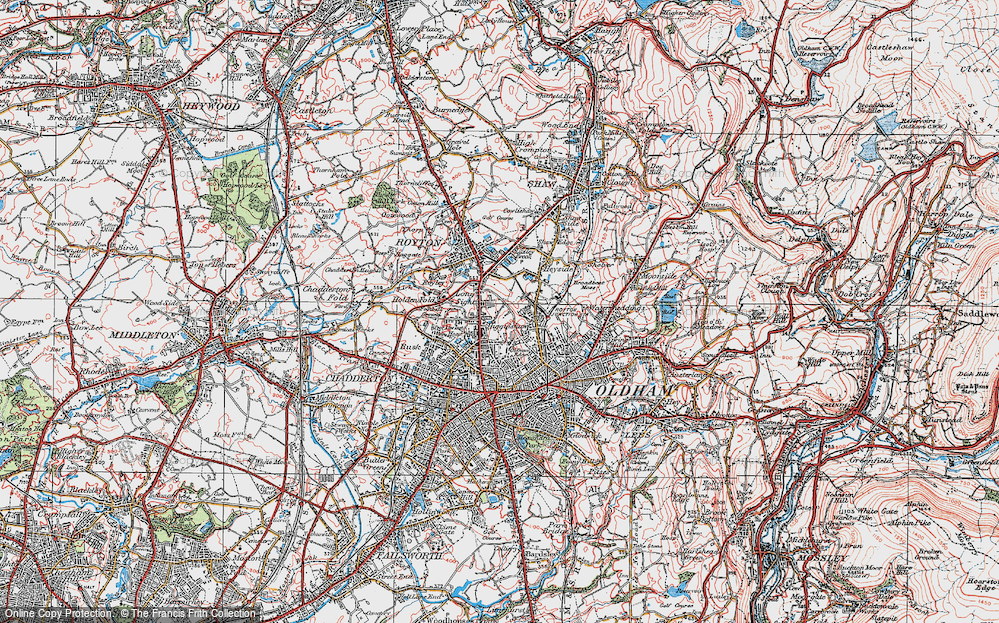 Old Map of Oldham Edge, 1924 in 1924