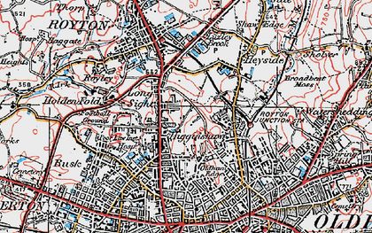 Old map of Oldham Edge in 1924