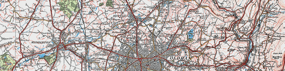 Old map of Oldham Edge in 1924