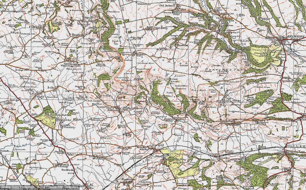 Old Map of Historic Map covering Sutton Bank in 1925