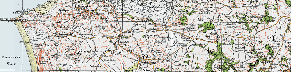 Old map of Oldwalls in 1923