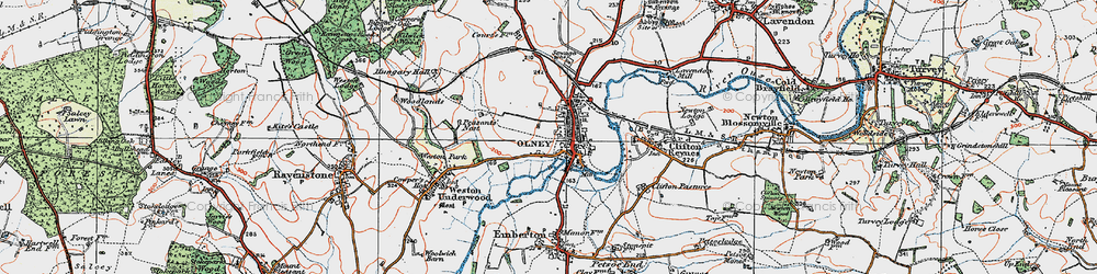 Old map of Olney in 1919