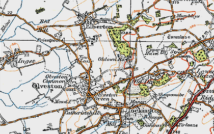 Old map of Olveston in 1919