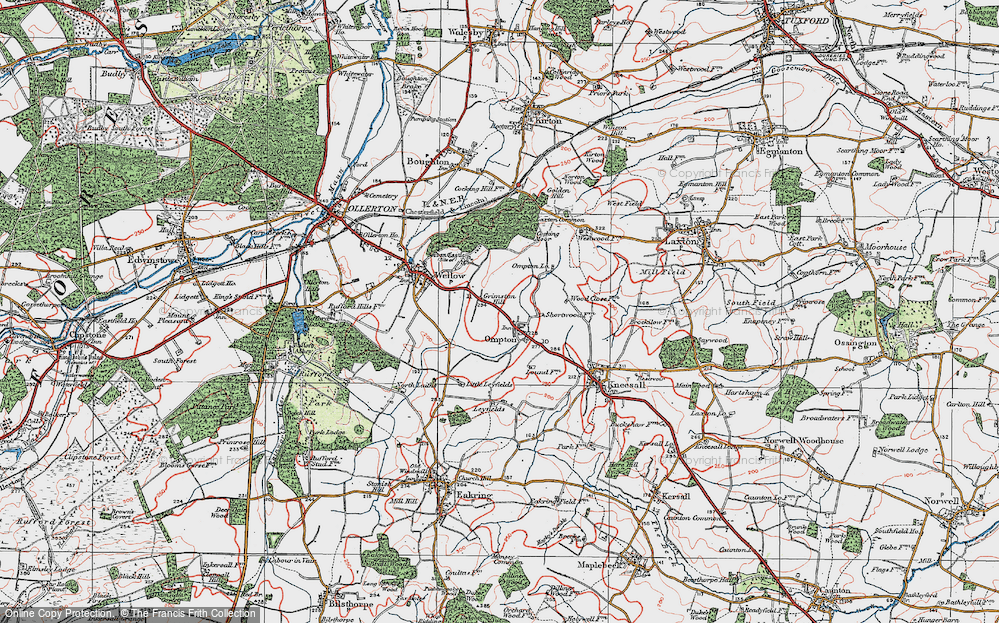 Old Map of Ompton, 1923 in 1923