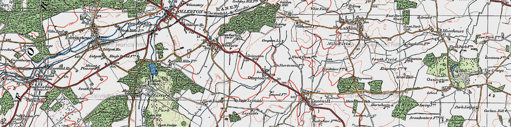 Old map of Ompton in 1923