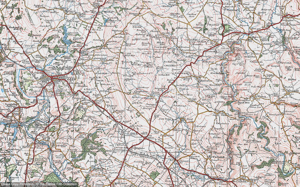 Old Map of Historic Map covering Butterton Moor End in 1923