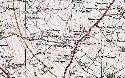Old map of Onecote in 1923