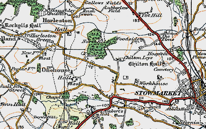 Old map of Onehouse in 1921