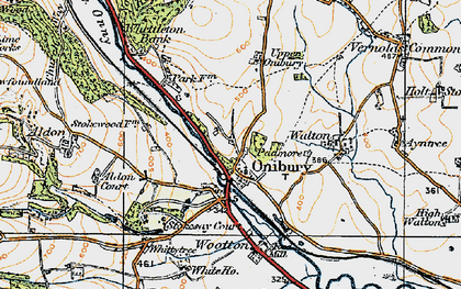 Old map of Onibury in 1920