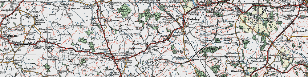 Old map of Onneley in 1921