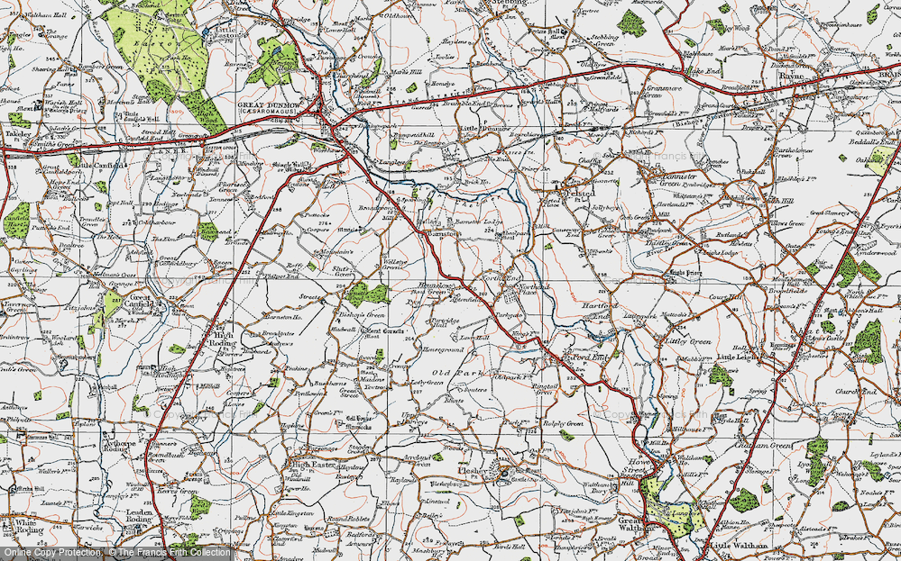 Old Map of Historic Map covering Barnston Lodge in 1919