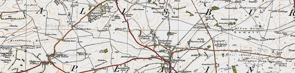 Old map of Orcheston in 1919