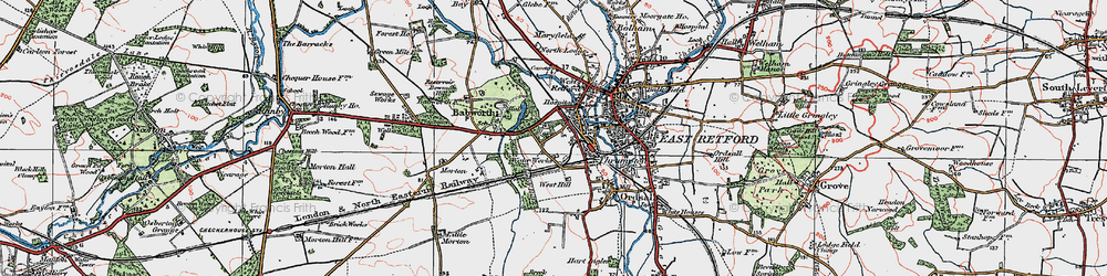 Old map of Ordsall in 1923