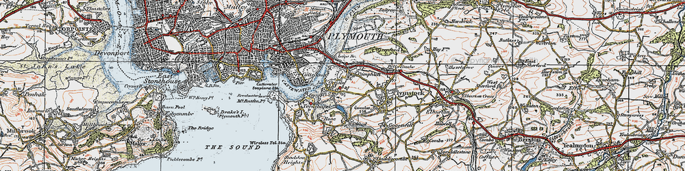 Old map of Oreston in 1919