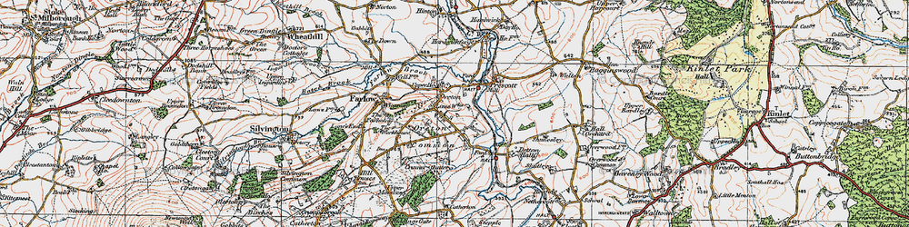 Old map of Detton Hall in 1921