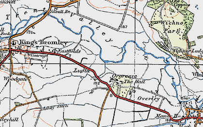 Old map of Orgreave in 1921