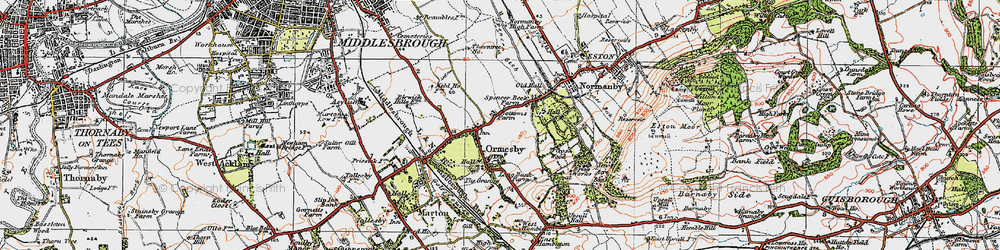 Old map of Ormesby in 1925