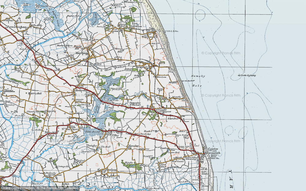 Old Map of Ormesby St Margaret, 1922 in 1922