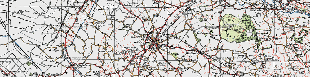 Old map of Ormskirk in 1923