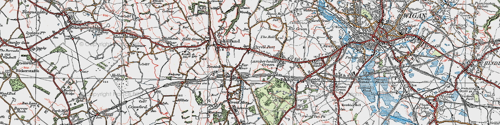 Old map of Orrell Post in 1924