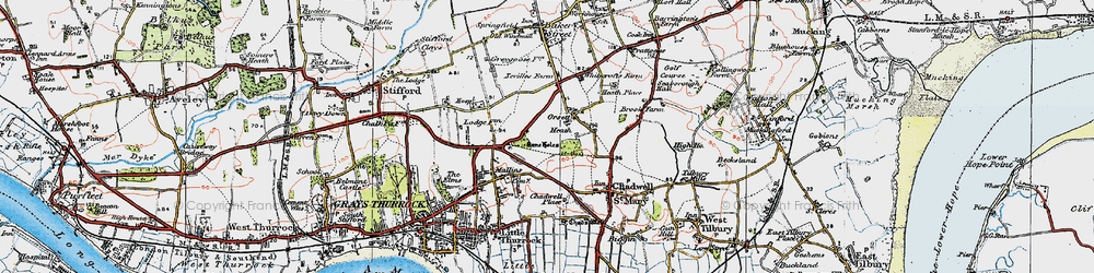 Old map of Orsett Heath in 1920