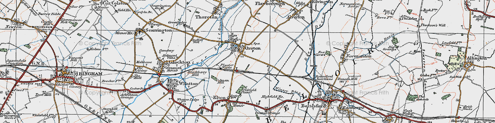 Old map of Orston in 1921