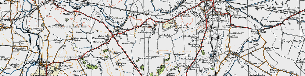 Old map of Orton Goldhay in 1922