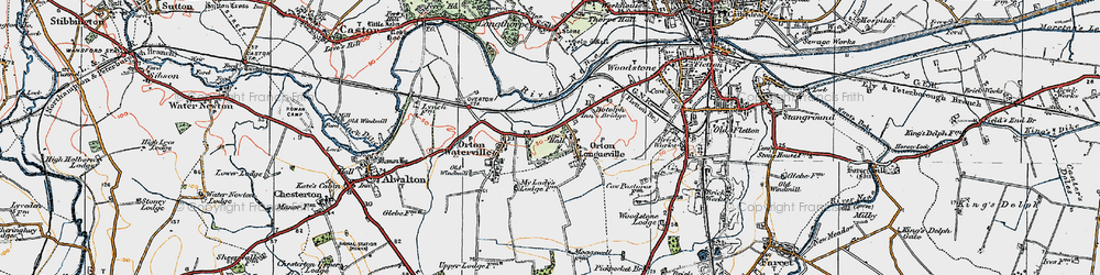 Old map of Orton Longueville in 1922