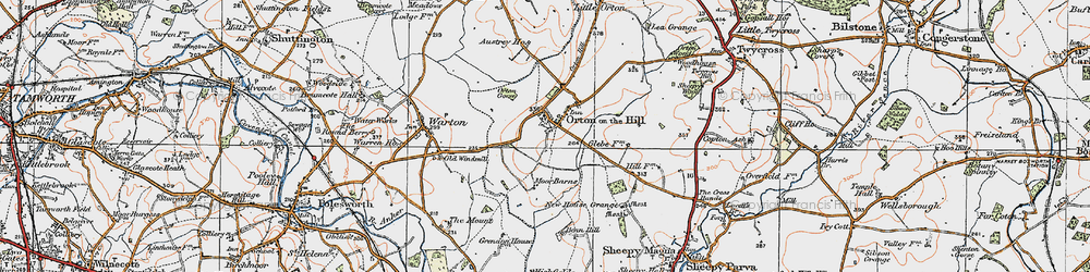 Old map of Orton-on-the-Hill in 1921